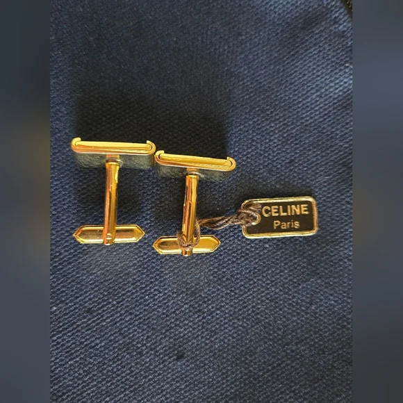 Celine Gold and Black Cufflinks - Picture 3 of 5